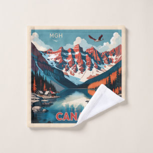 Custom Monogram Canada Travel Poster Waschlappen