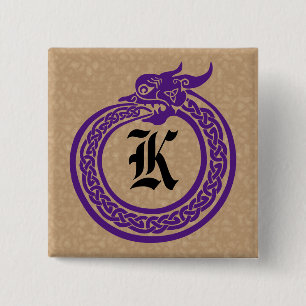 Custom Monogram Celtic Style Ouroboros Button