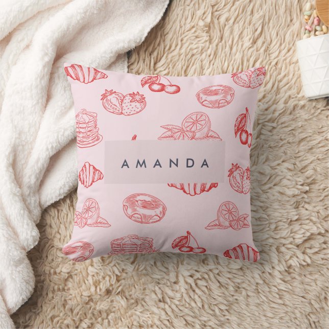 Custom Monogram Charming Girly Cherry Strawberry Kissen (Decke)