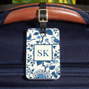 Custom Monogram Chinoiserie Blue und White Gepäckanhänger
