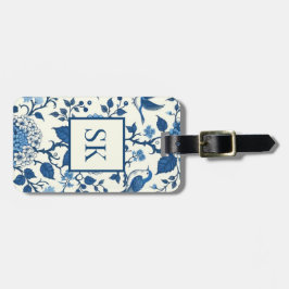 Custom Monogram Chinoiserie Blue und White Gepäckanhänger