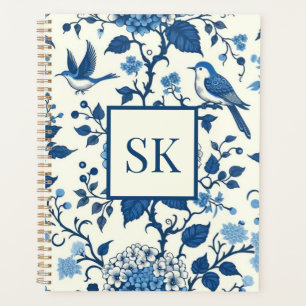 Custom Monogram Chinoiserie Blue und White Planer