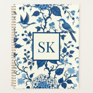 Custom Monogram Chinoiserie Blue und White Planer