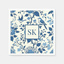 Custom Monogram Chinoiserie Blue und White