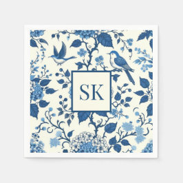 Custom Monogram Chinoiserie Blue und White Serviette