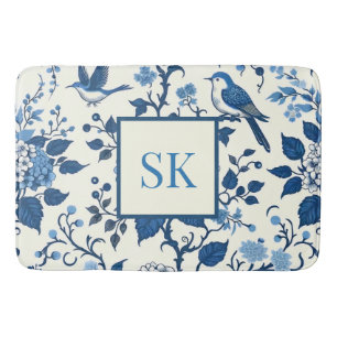 Custom Monogram Chinoiserie Chic, Hydrangeas Badematte