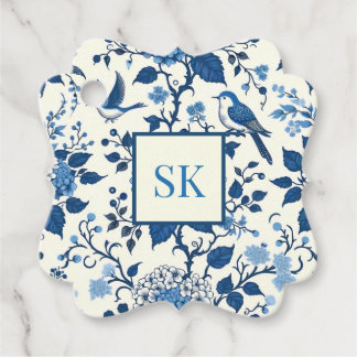 Custom Monogram Chinoiserie Chic, Hydrangeas Geschenkanhänger