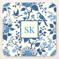 Custom Monogram Chinoiserie Chic, Hydrangeas