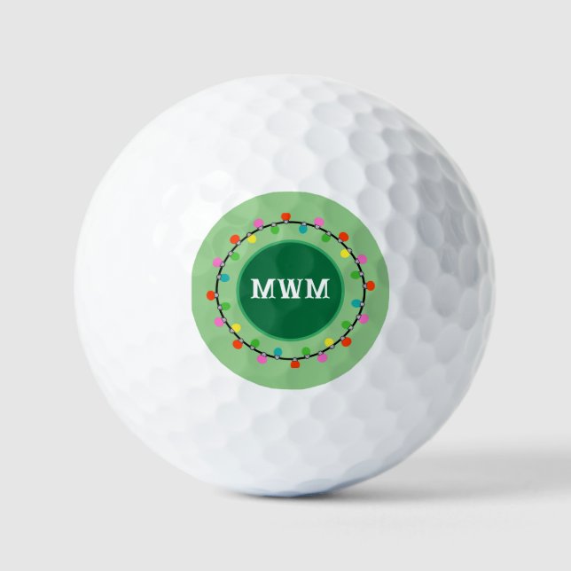 Custom Monogram Christmas Lights Golf Ball (Vorderseite)