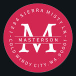 Custom Monogram Christmas Return Address Label II Runder Aufkleber<br><div class="desc">Passen Sie Ihre Monogram an. Circular Type on round Return Address Label. Der gesamte Text ist anpassbar. Bitte kontaktieren Sie mich bei Fragen oder speziellen Anfragen.</div>