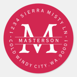 Custom Monogram Christmas Return Address Label II Runder Aufkleber