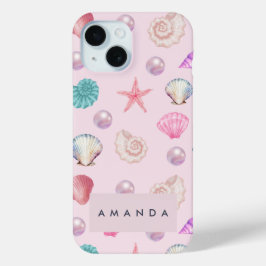 Custom Monogram Coastal Seashell Pearl Ocean Gesch Case-Mate iPhone Hülle