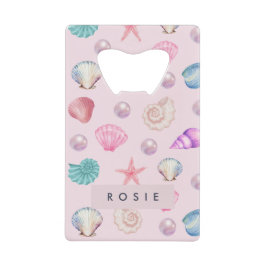 Custom Monogram Coastal Seashell Pearl Ocean Gesch Geldbeutel Flaschenöffner