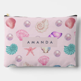 Custom Monogram Coastal Seashell Pearl Ocean Gesch Zubehörtasche