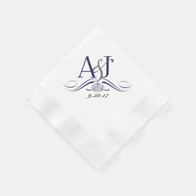 Custom Monogram Coined Luncheon Napkin Serviette (Ecke)