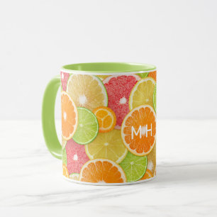 Custom Monogram Colorful Citrus Tasse