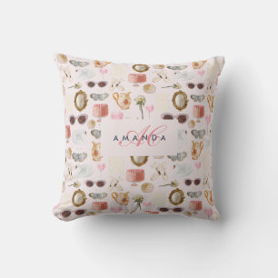 Custom Monogram Coquette Niedlich Girly Throw Kiss Kissen