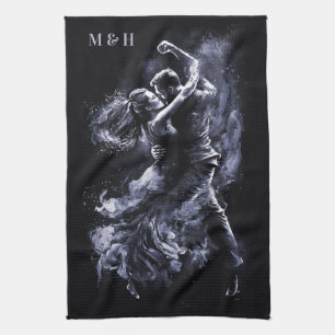 Custom Monogram Dancing Couple Geschirrtuch