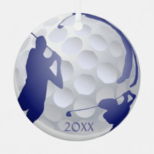 Custom Monogram Ded Golf Sport Hobby Glas Orna Ornament Aus Metall