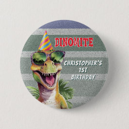 Custom Monogram Dinosaurier Dinomite Birthday Part Button