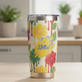 Custom Monogram Drip Flower Thermobecher