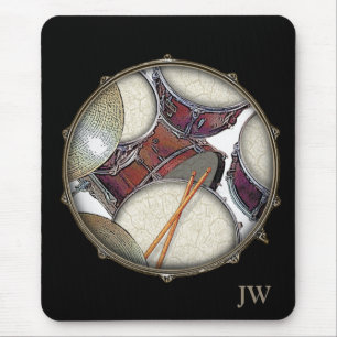 Custom Monogram Drummer Snare Drum Drumstick Music Mousepad
