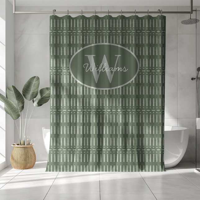 Custom Monogram Duschvorhang Sage Green Boho (Von Creator hochgeladen)