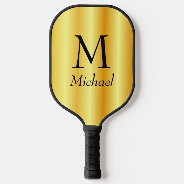Custom Monogram Elegant Imitate Gold Doppelseitig Pickleball Schläger (Vorderseite)