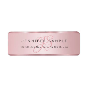 Custom Monogram Elegante Rose Gold Rücksendeadress