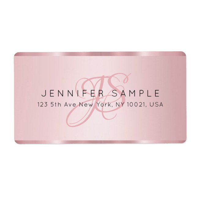 Custom Monogram Elegante Rose Gold Shipping (Vorne)