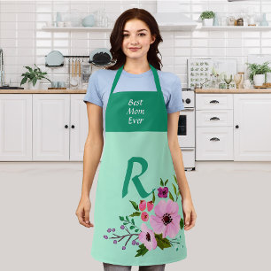 Custom Monogram Erntedank Floral Green Schürze