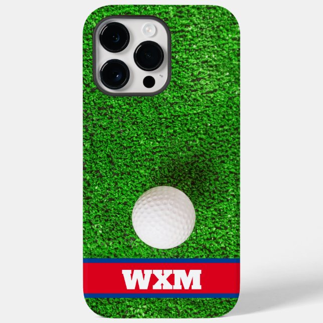 Custom Monogram Fairway Golf Ball Case-Mate iPhone Hülle (Rückseite)