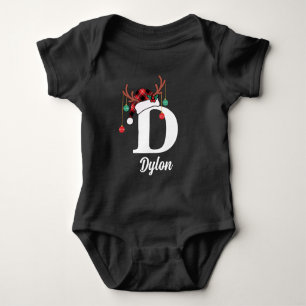Custom Monogram Family Weihnachten Karierte Weihna Baby Strampler