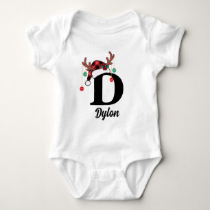 Custom Monogram Family Weihnachten Karierte Weihna Baby Strampler