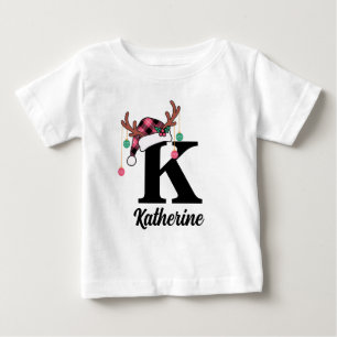 Custom Monogram Family Weihnachten Karierte Weihna Baby T-shirt