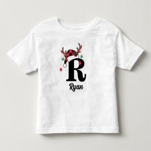 Custom Monogram Family Weihnachten Karierte Weihna Kleinkind T-shirt