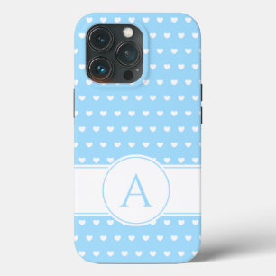 Custom Monogram fein hellblau und weiß Case-Mate iPhone Hülle