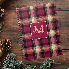 Custom Monogram Festive Gingham Style Pattern Notizblock
