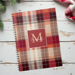 Custom Monogram Festive Gingham Style Pattern Notizblock