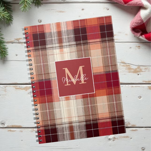 Custom Monogram Festive Gingham Style Pattern Notizblock (Von Creator hochgeladen)