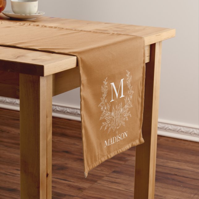 Custom Monogram Floral Kurz Table Runner Kurzer Tischläufer (Beispiel)