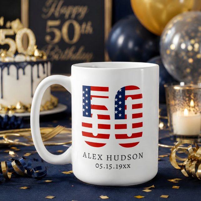 Custom Monogram Foto 50. Vater Großpa Geburtstag Kaffeetasse (Von Creator hochgeladen)