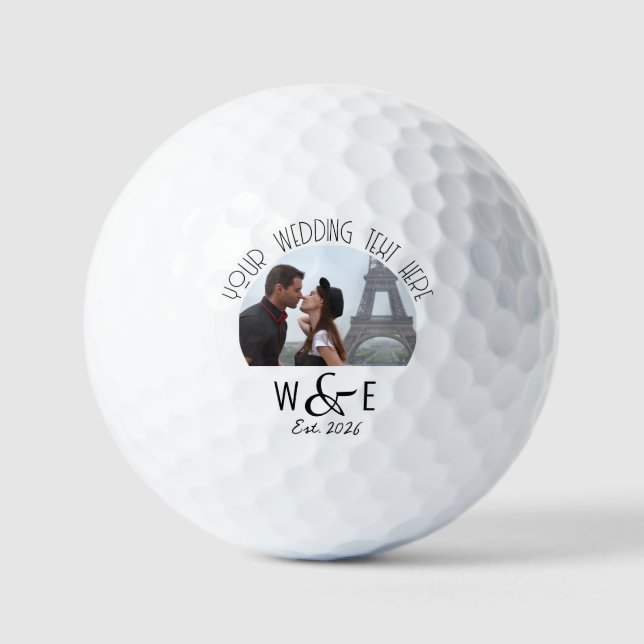 Custom Monogram Foto Art Deco Hochzeit Golf Balls Golfball (Vorderseite)