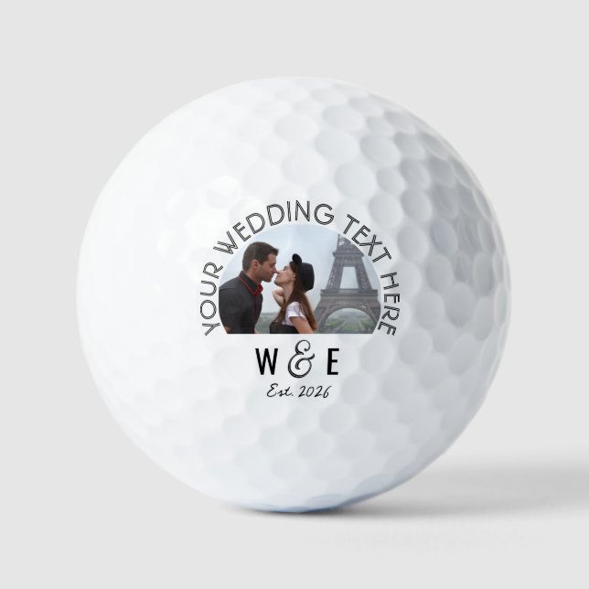 Custom Monogram Foto Neo Deko Wedelgolfball Golfball (Vorderseite)