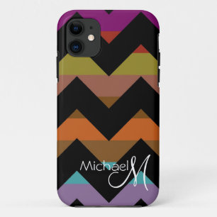 Custom Monogram Geometric Zickzack Zigzag 4 iPhone 11 Hülle