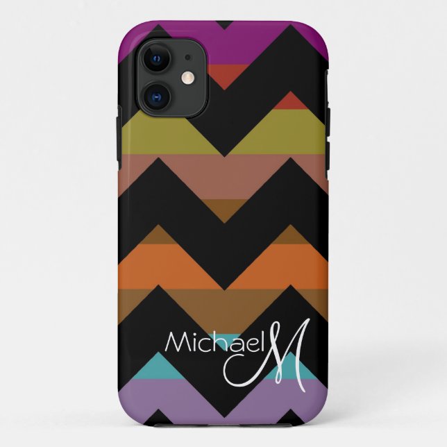 Custom Monogram Geometric Zickzack Zigzag 4 Case-Mate iPhone Hülle (Rückseite)