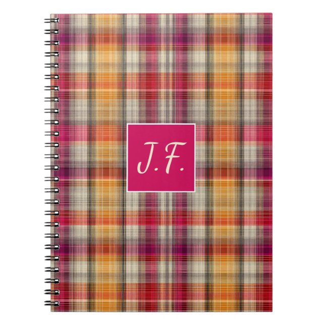 Custom Monogram Gingham Style Pattern Notizblock (Vorderseite)
