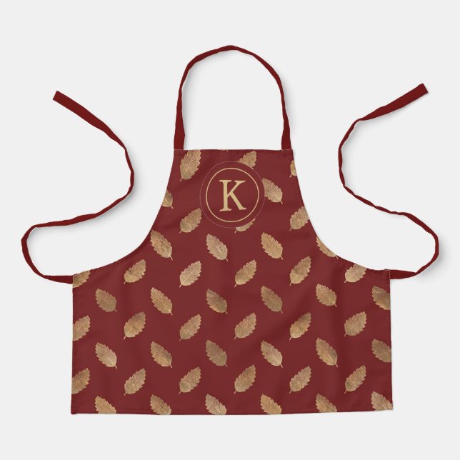 Custom Monogram Gold Blätter Gift Schürze für Kind (Vorderseite)