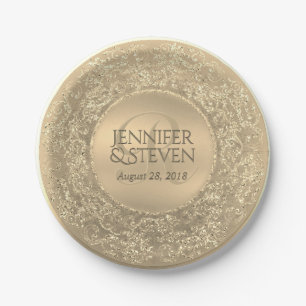 Custom Monogram Gold Glam Siegel Pappteller