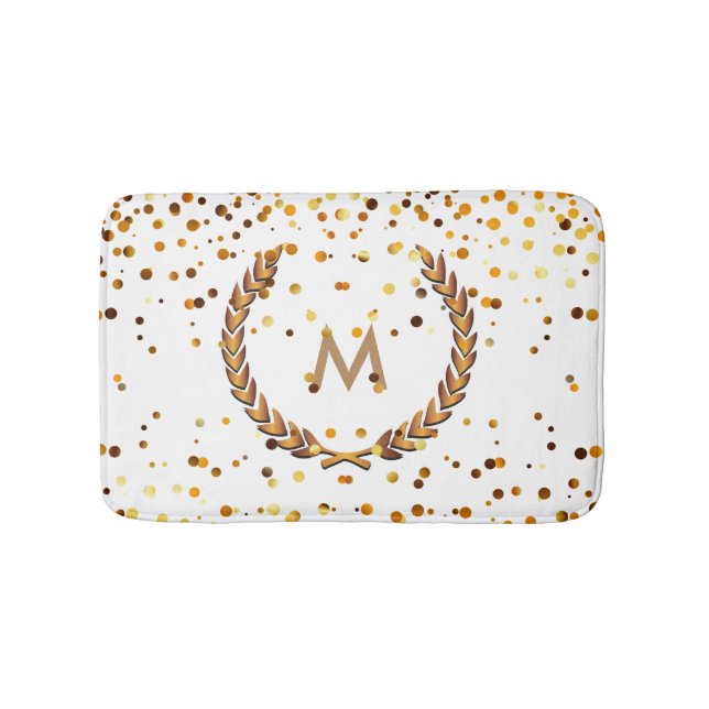 Custom Monogram Gold Glitzer Confetti Personalisie Badematte (Vorderseite)